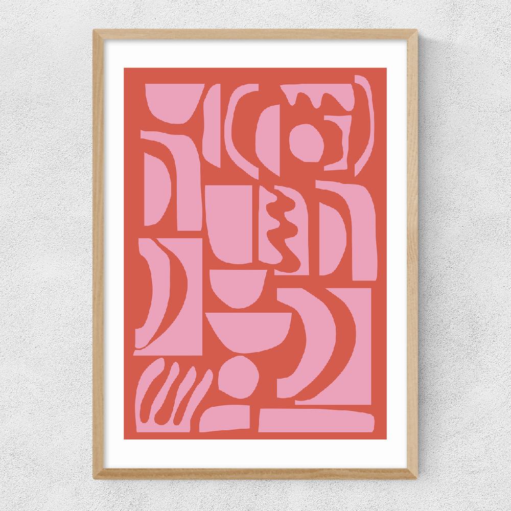 East End Prints Abstract Shapes 21 In Pink And Red