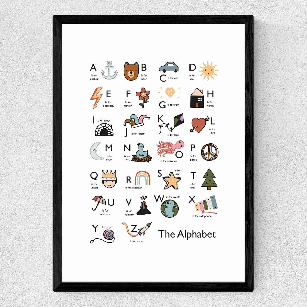 East End Prints Alphabet In White