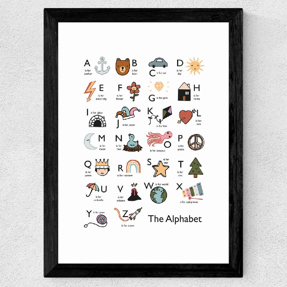 East End Prints Alphabet In White