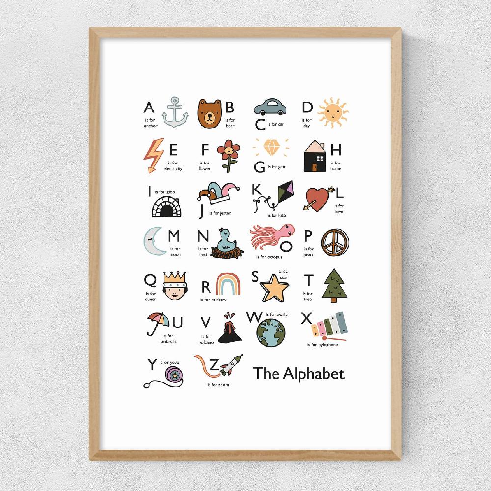 East End Prints Alphabet In White