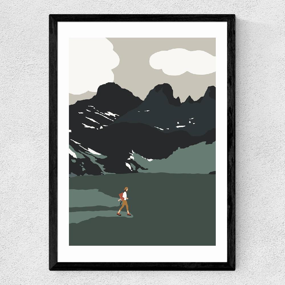 East End Prints Alpine Tarn Hiker