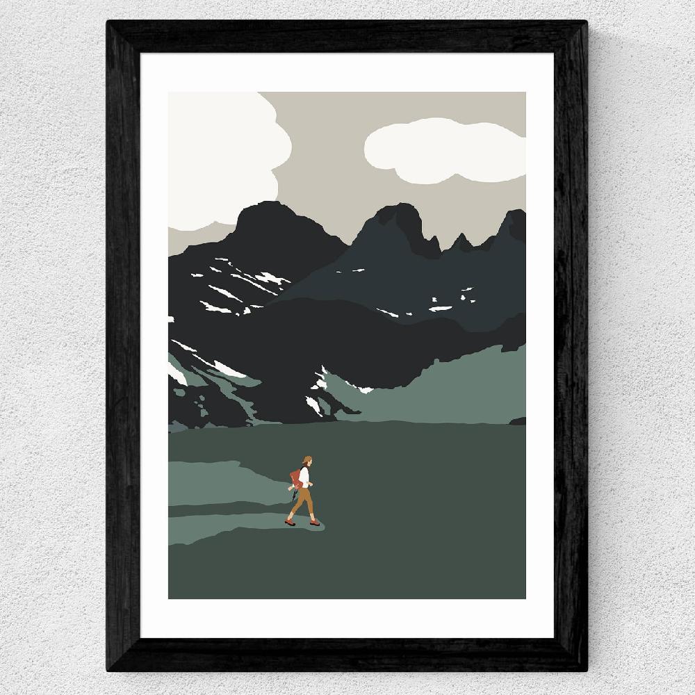 East End Prints Alpine Tarn Hiker