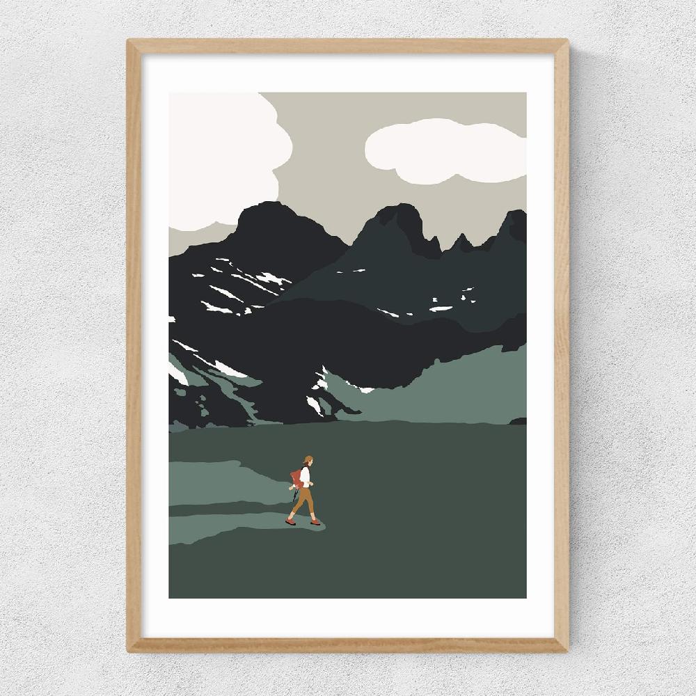 East End Prints Alpine Tarn Hiker