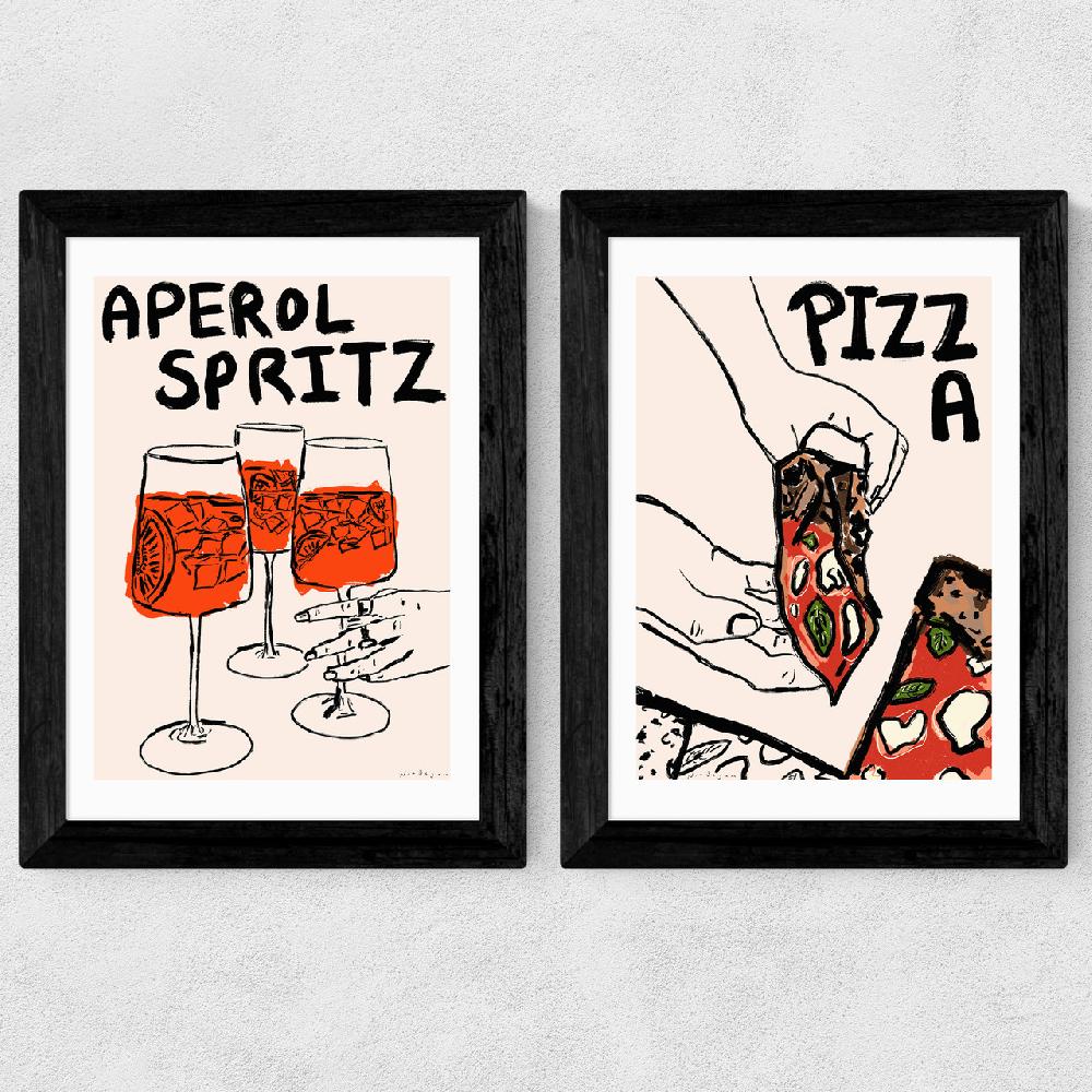 East End Prints Aperol And Pizza Diptych