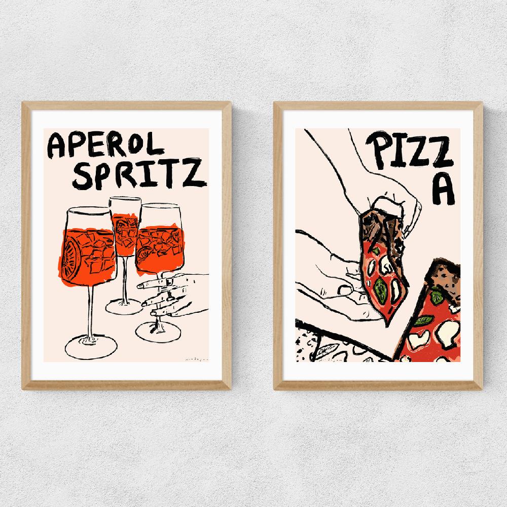 East End Prints Aperol And Pizza Diptych