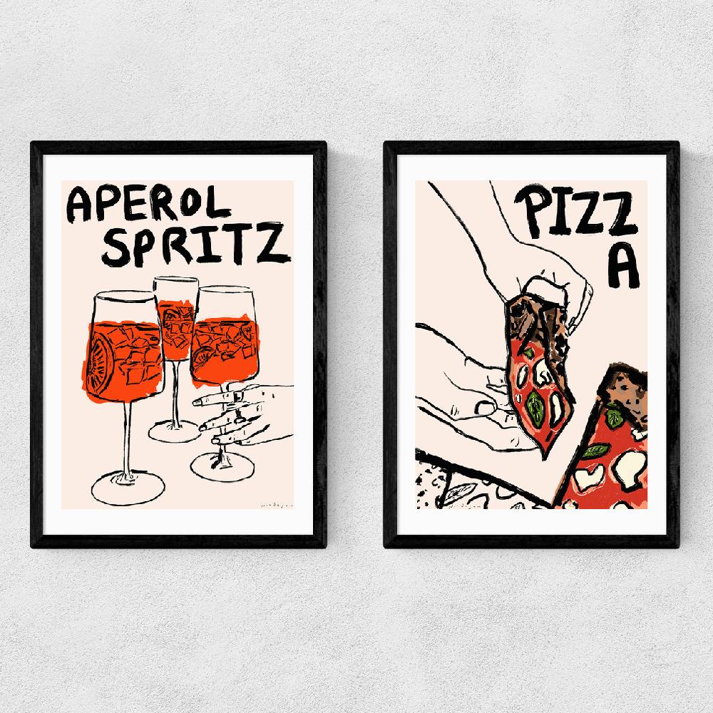east end prints Aperol and Pizza Diptych