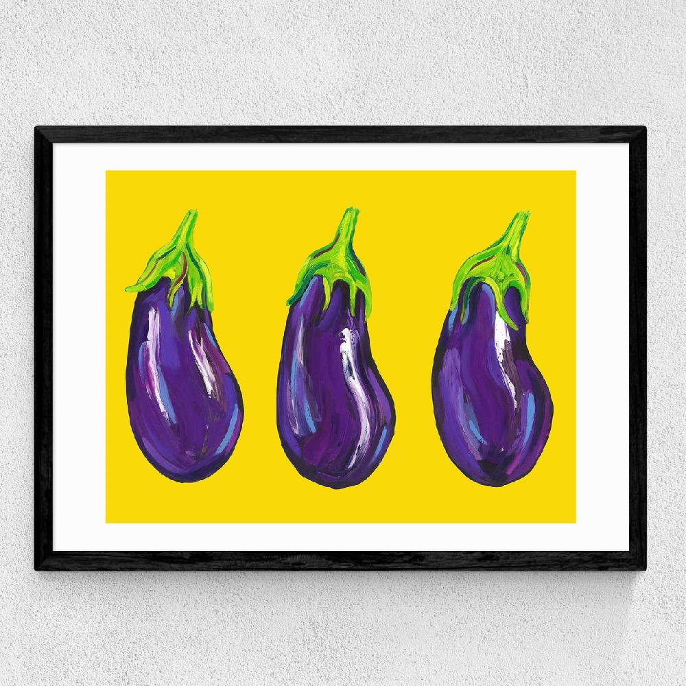 East End Prints Aubergines On Yellow