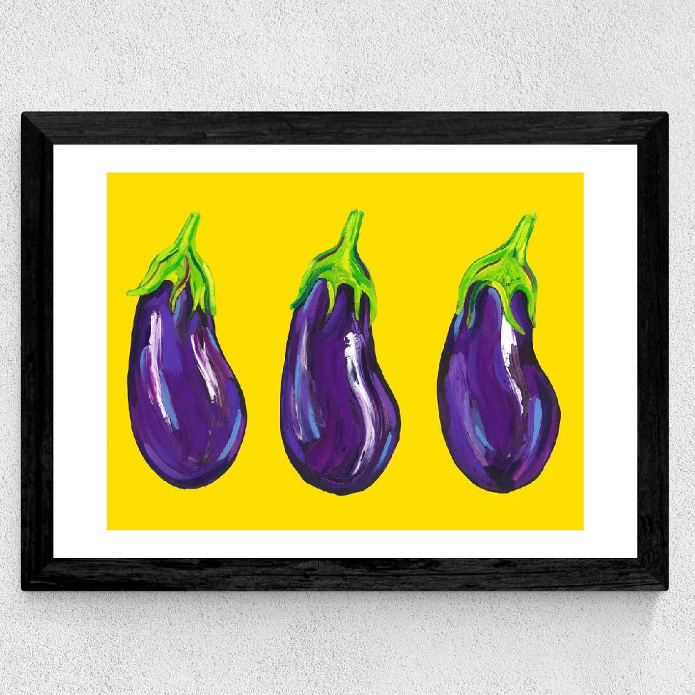 East End Prints Aubergines On Yellow