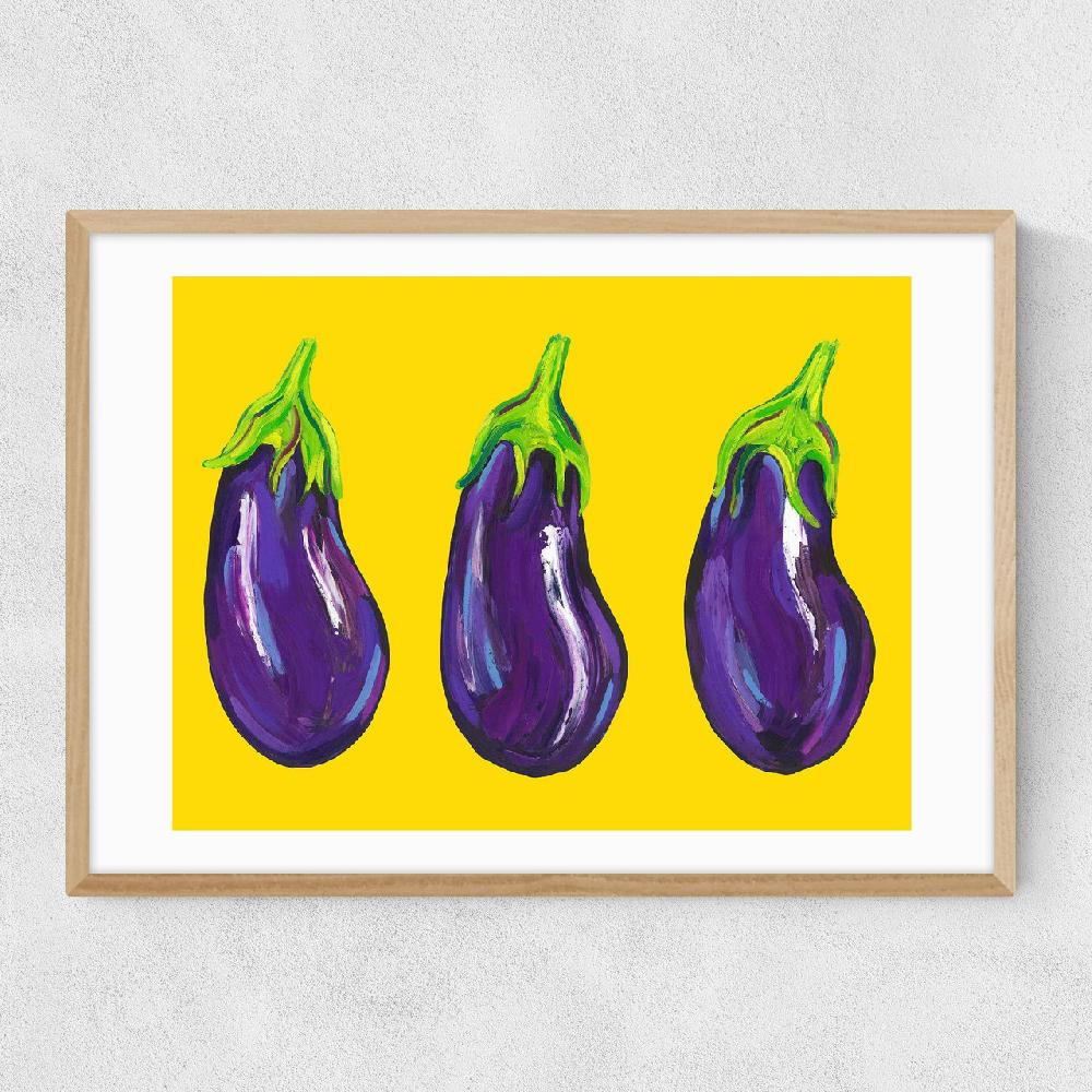 East End Prints Aubergines On Yellow