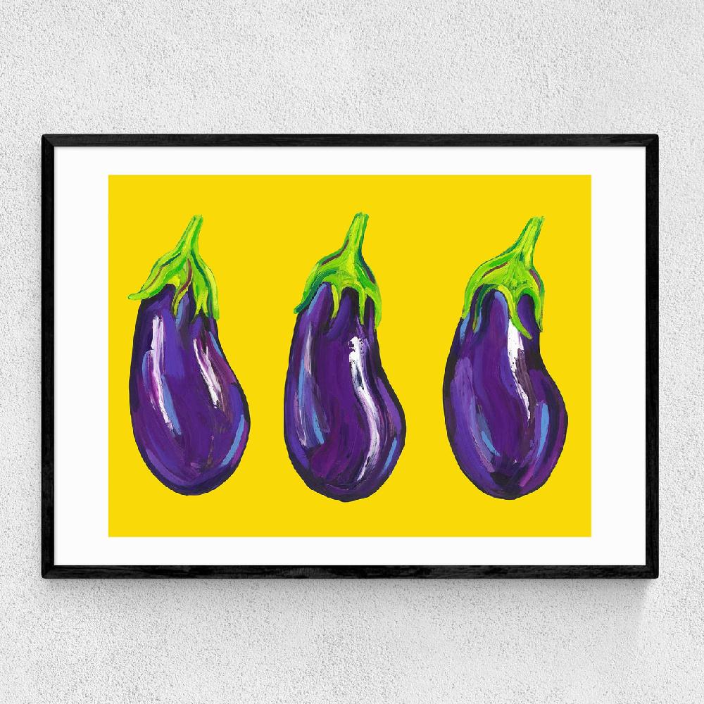 east end prints Aubergines on Yellow