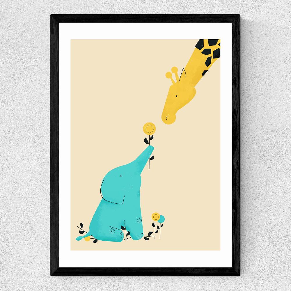 East End Prints Baby Elephant And Giraffe