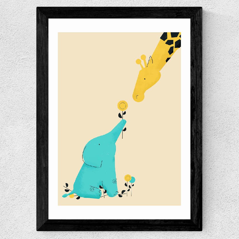 East End Prints Baby Elephant And Giraffe