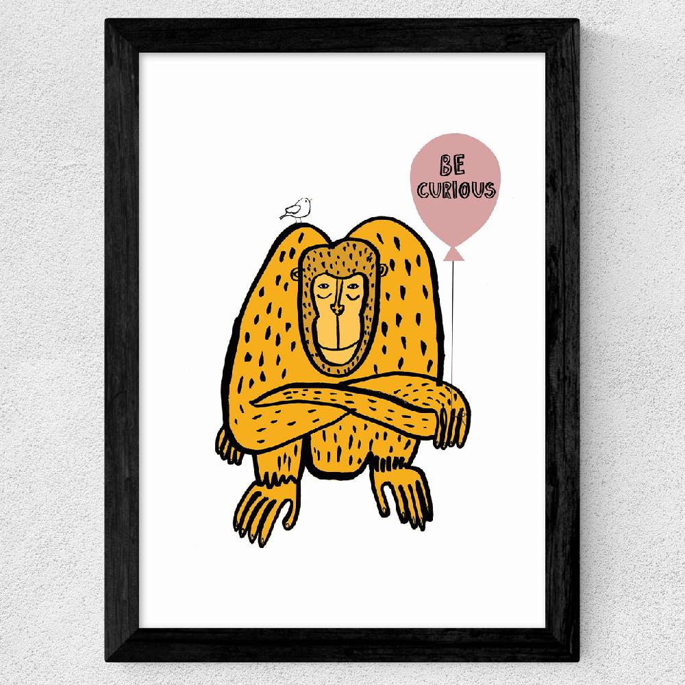 East End Prints Be Curious Monkey