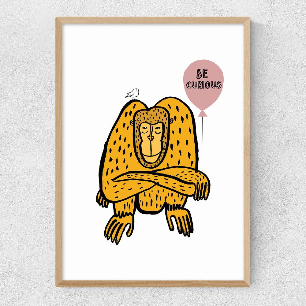 East End Prints Be Curious Monkey