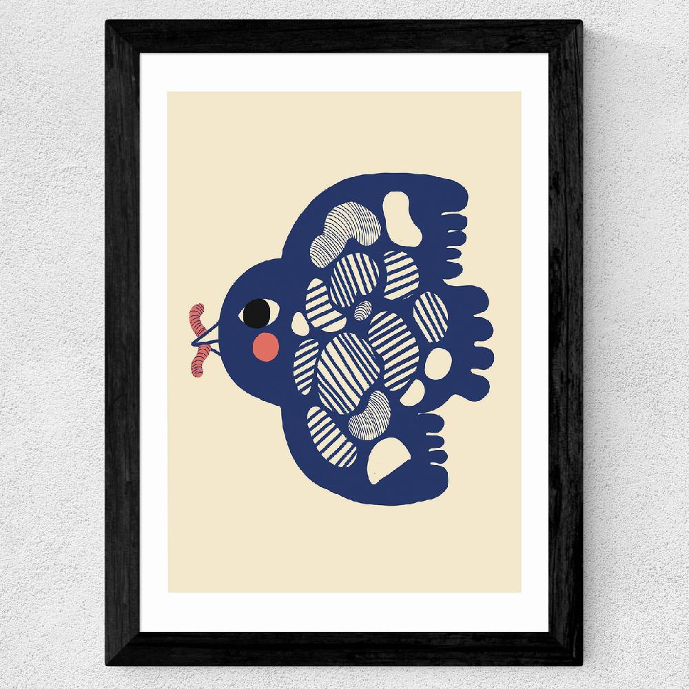 East End Prints Bird With Worm