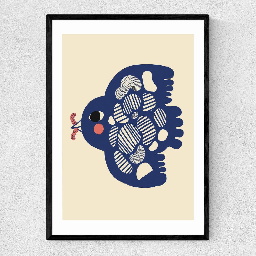 east end prints Bird With Worm