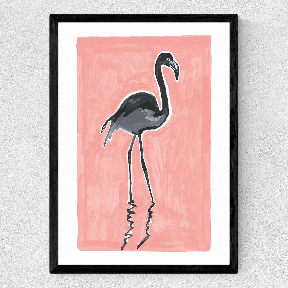 East End Prints Black Flamingo