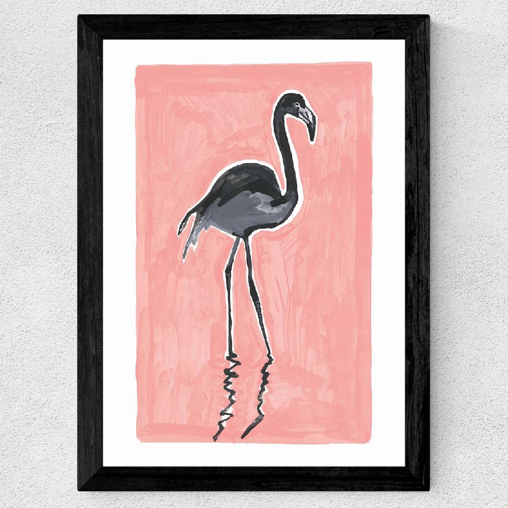 East End Prints Black Flamingo