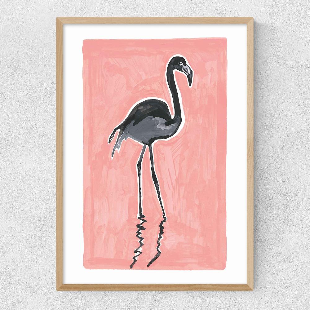 East End Prints Black Flamingo