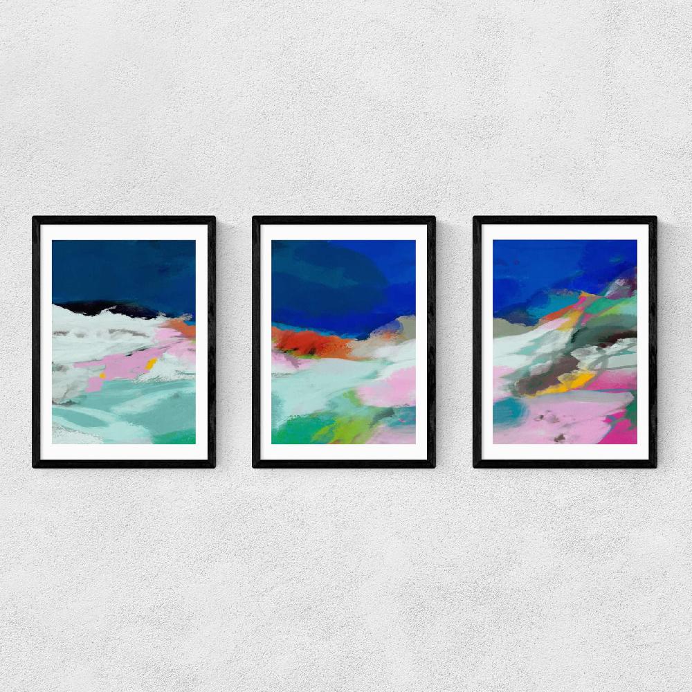 east end prints Blaue Landschaft Triptych