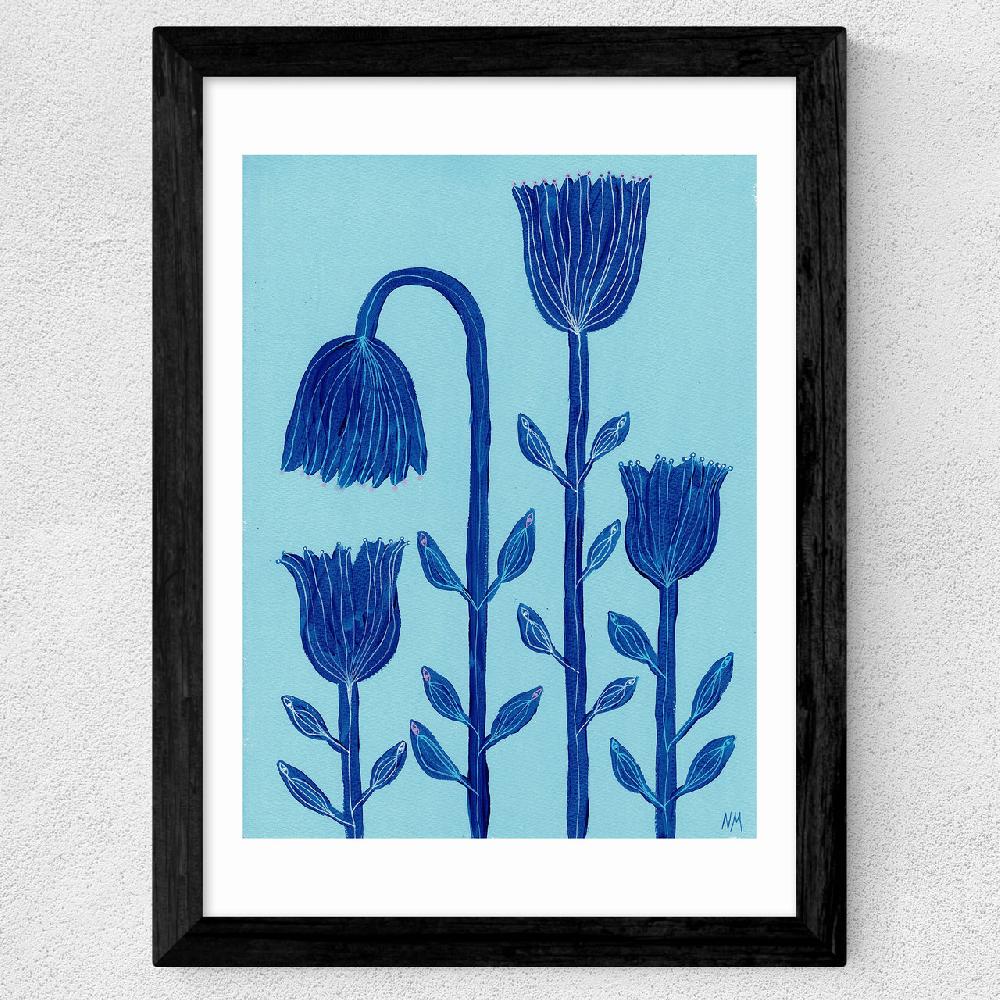 East End Prints Blue Flowers