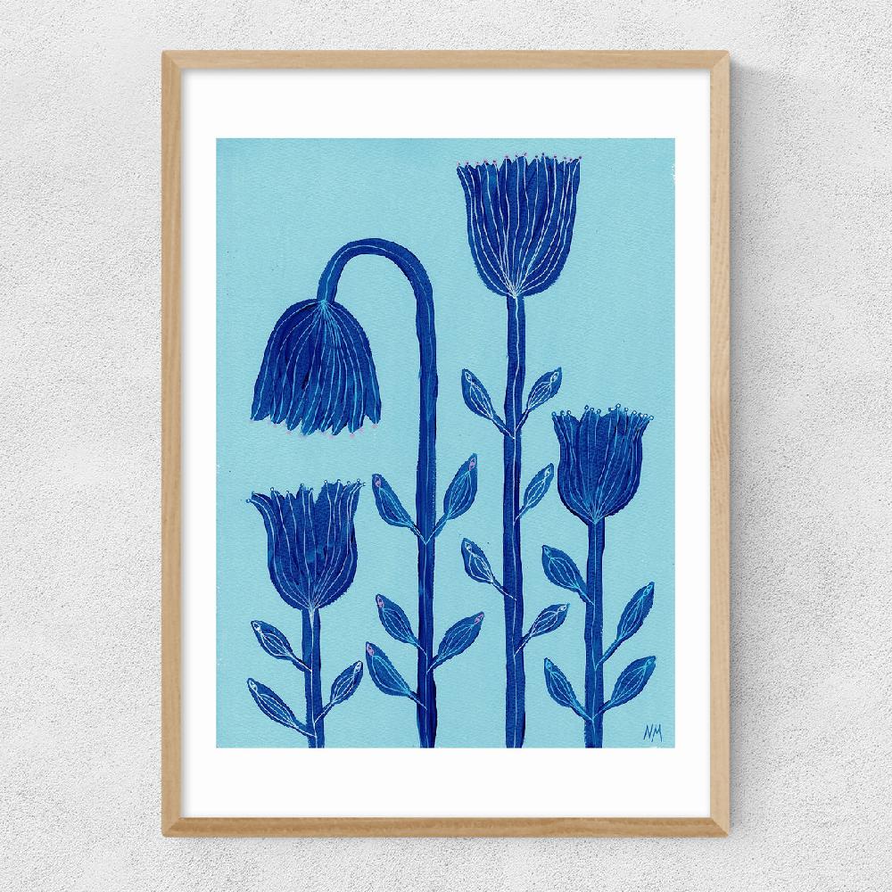 East End Prints Blue Flowers