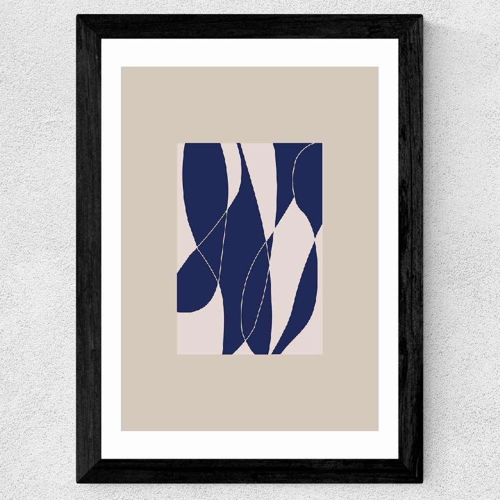 East End Prints Blue Lined Shapes II