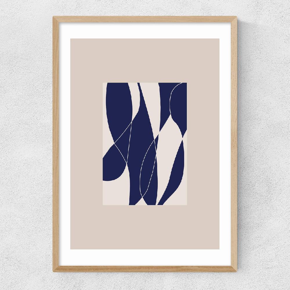 East End Prints Blue Lined Shapes II