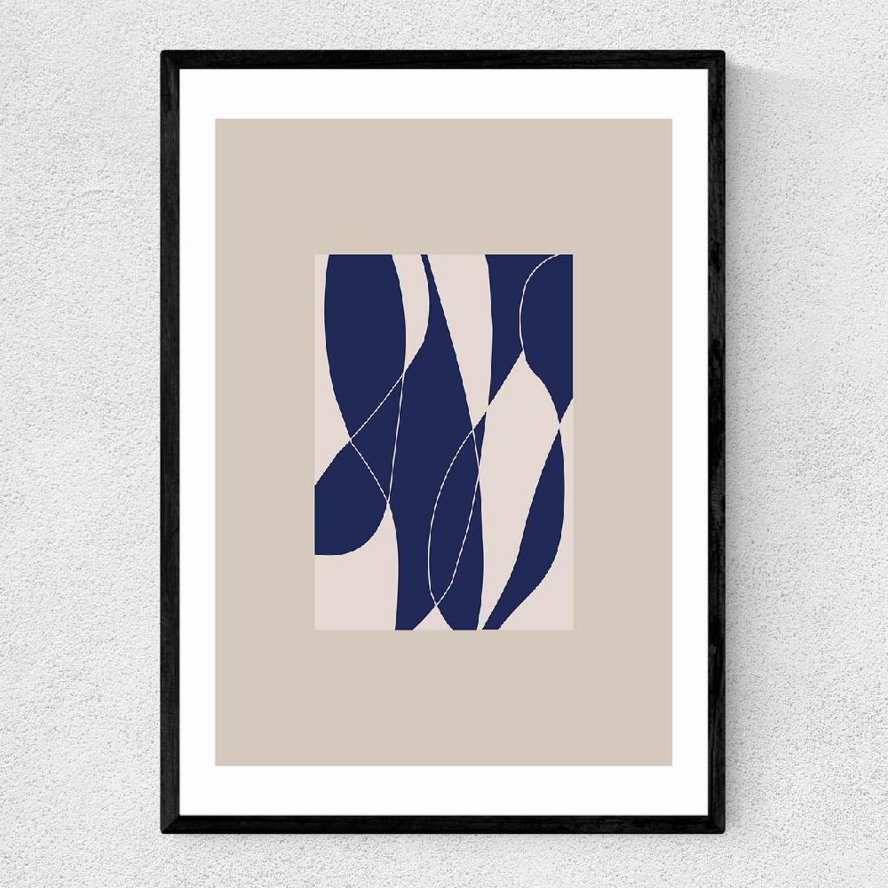 east end prints Blue Lined Shapes II