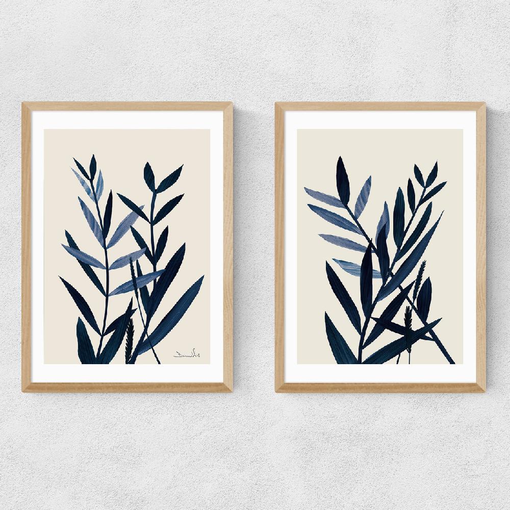 East End Prints Blue Plant Twin Set