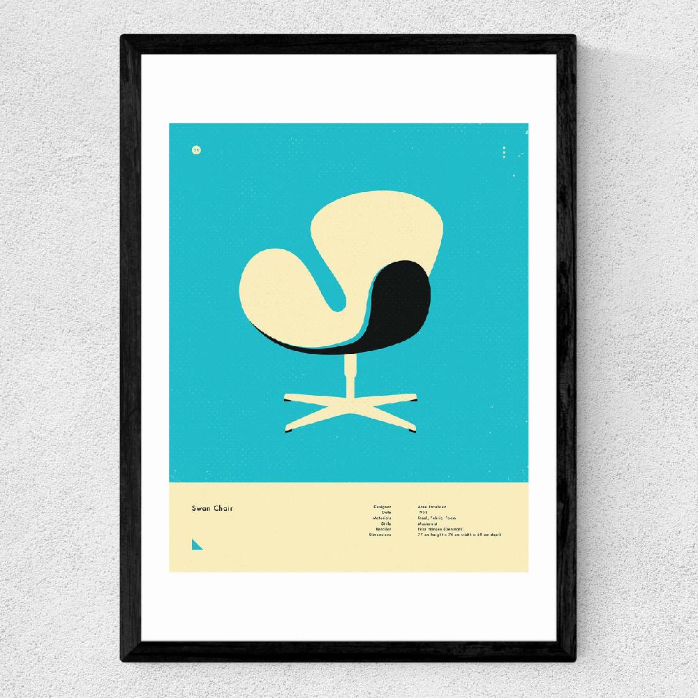 East End Prints Blue Swan Chair