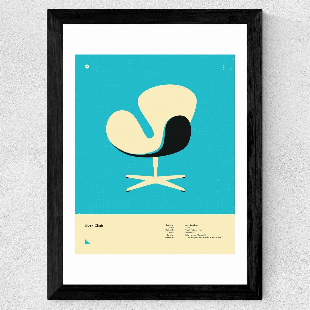 East End Prints Blue Swan Chair