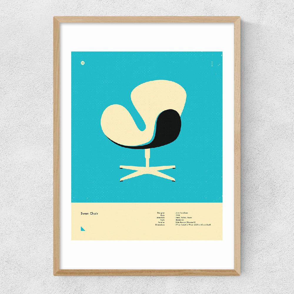 East End Prints Blue Swan Chair