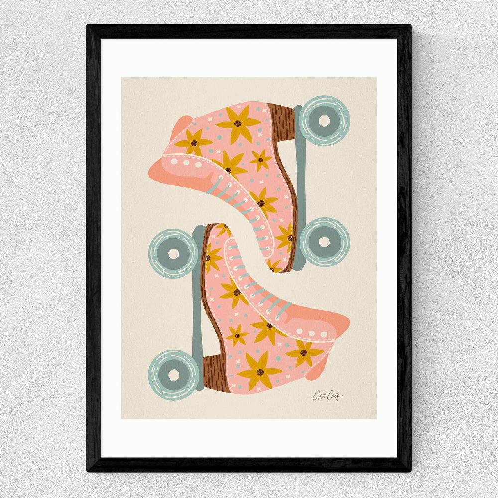 East End Prints Blush/Mint Retro Rollerskates