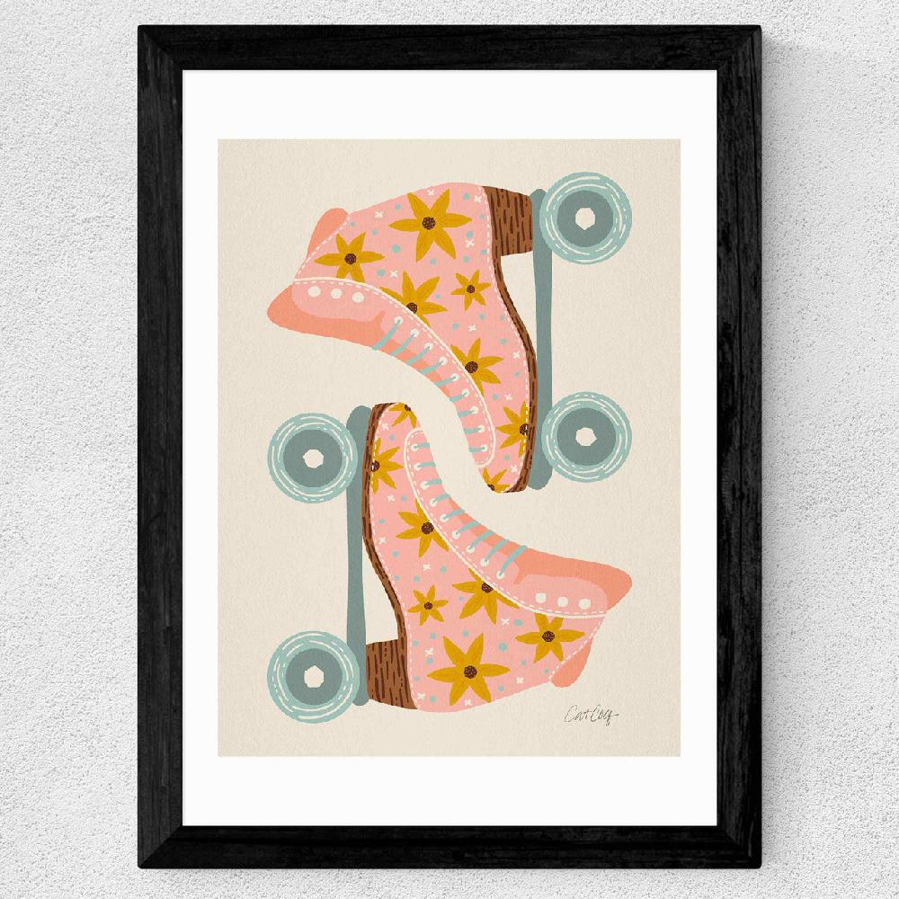 East End Prints Blush/Mint Retro Rollerskates