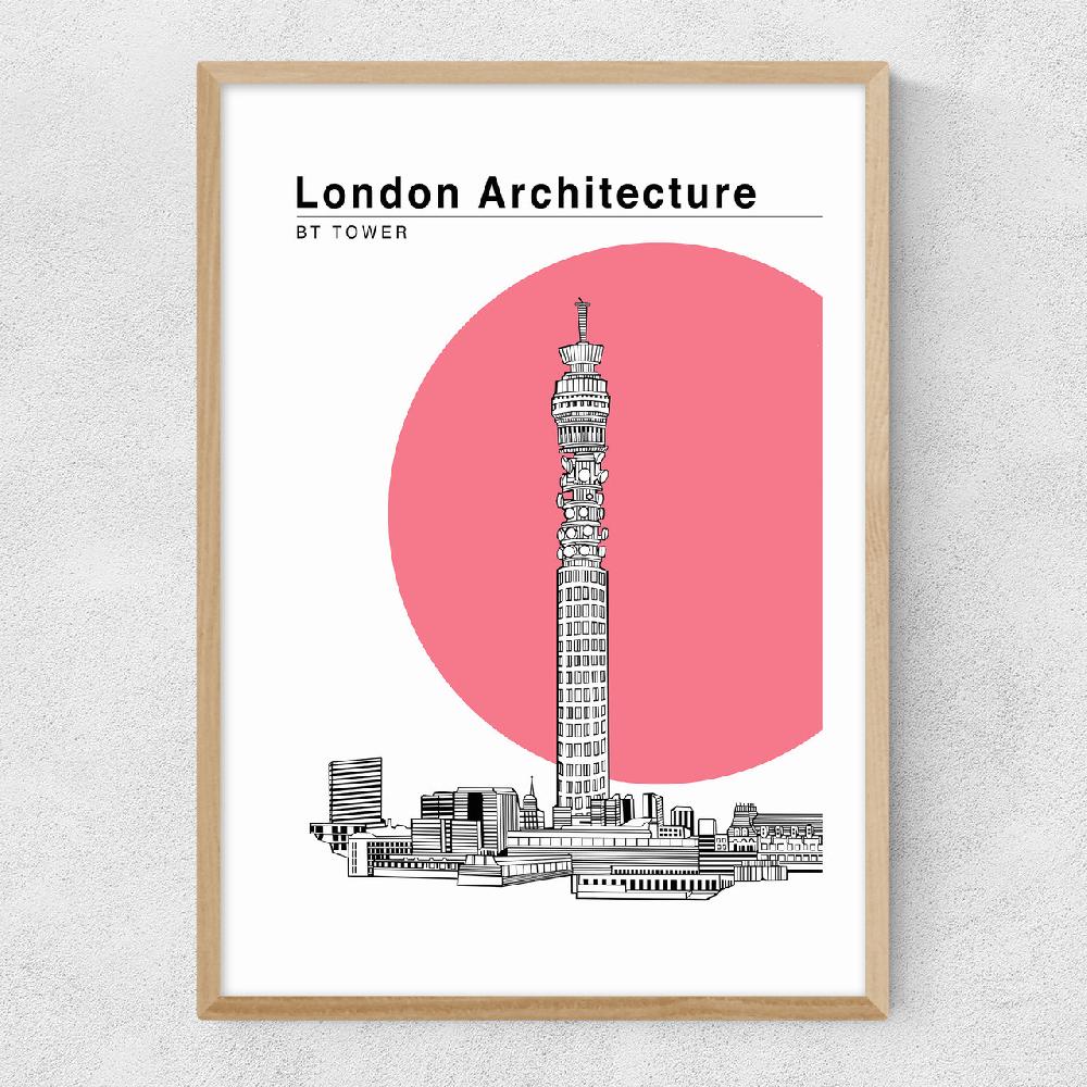 East End Prints BT Tower Flamingo