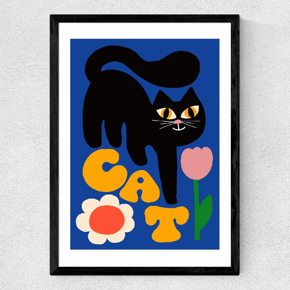 East End Prints Cat And Tulip
