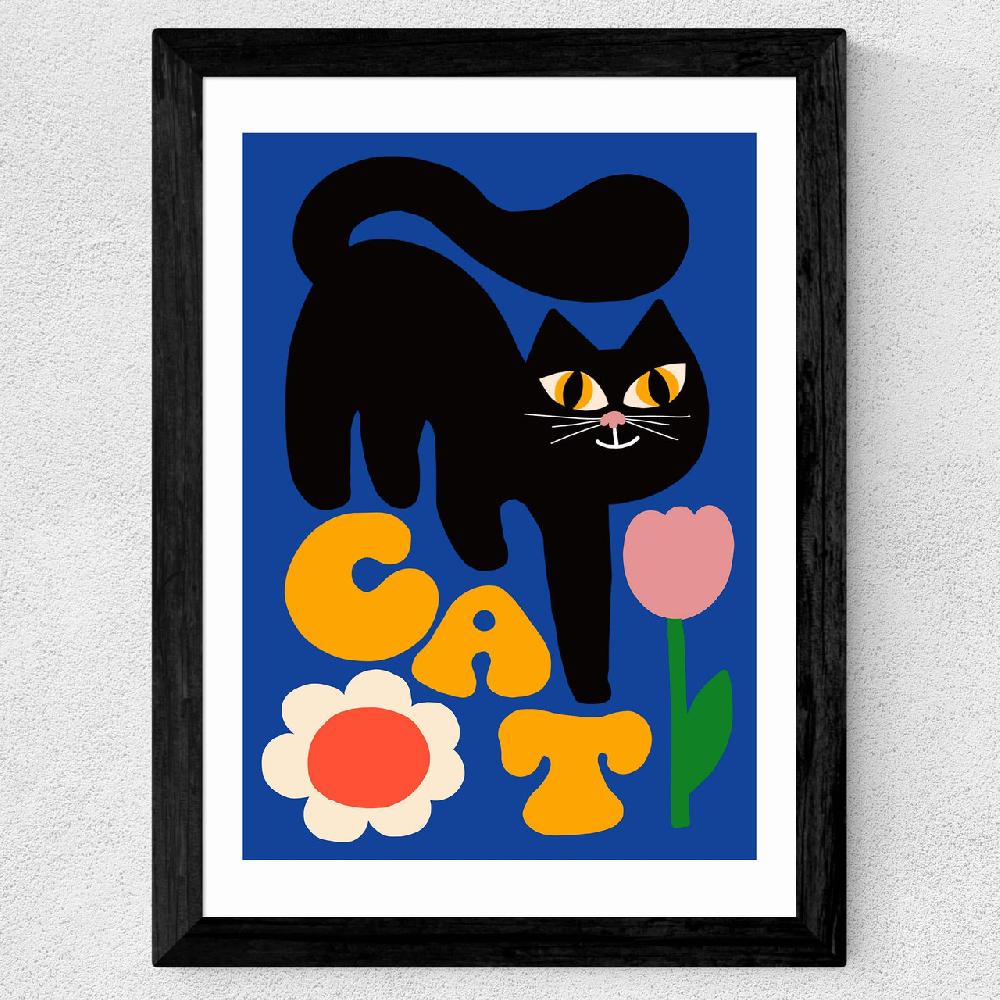 East End Prints Cat And Tulip