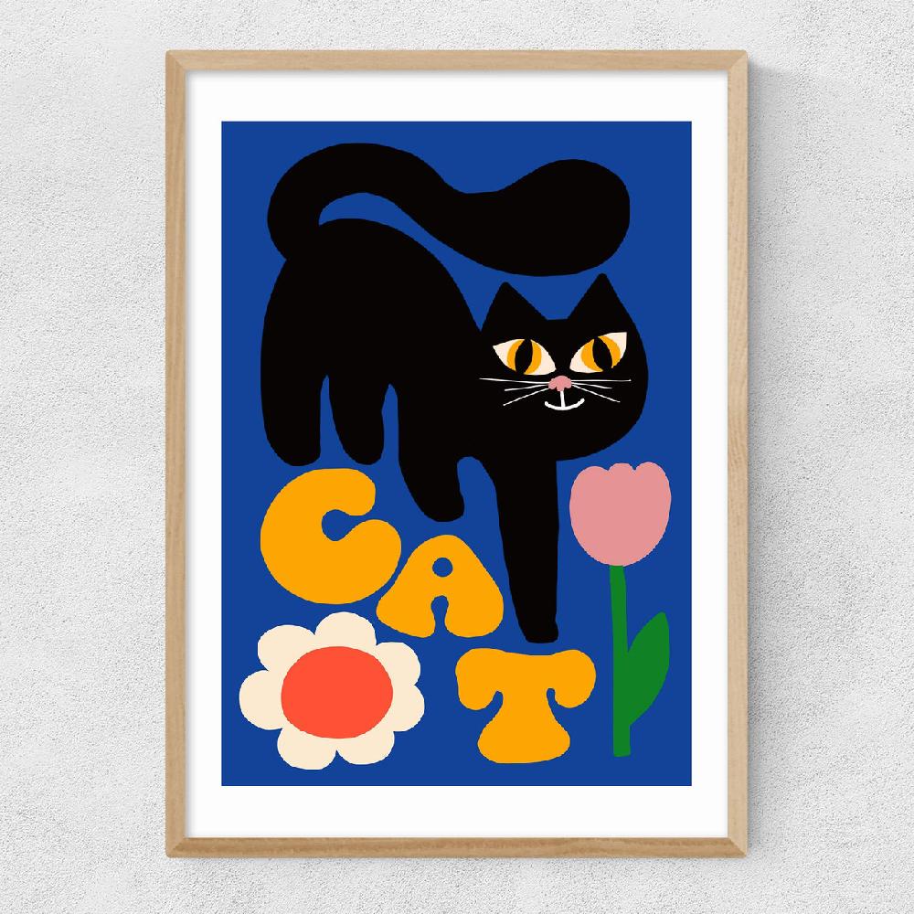 East End Prints Cat And Tulip