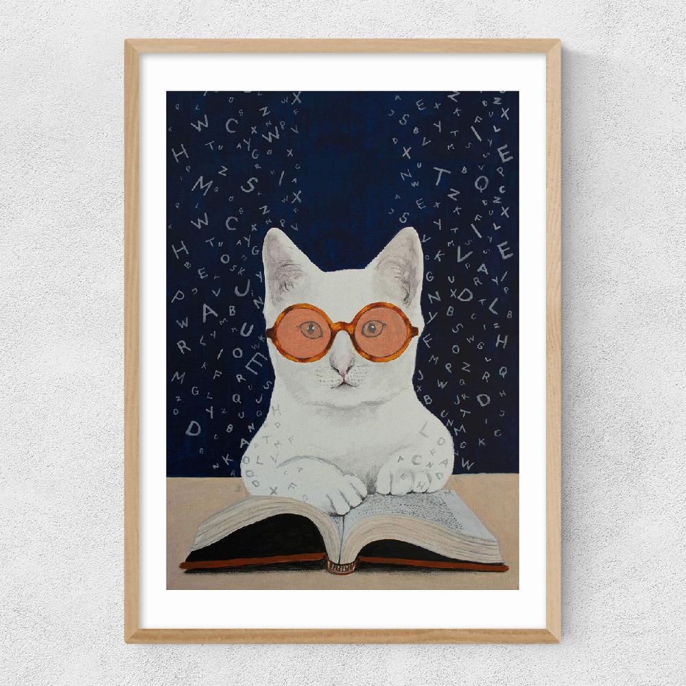 East End Prints Cat Reading A Book