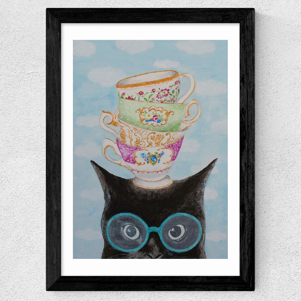 East End Prints Cat With Cups