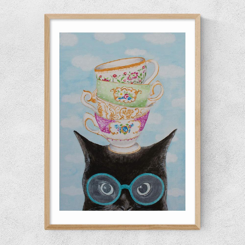 East End Prints Cat With Cups