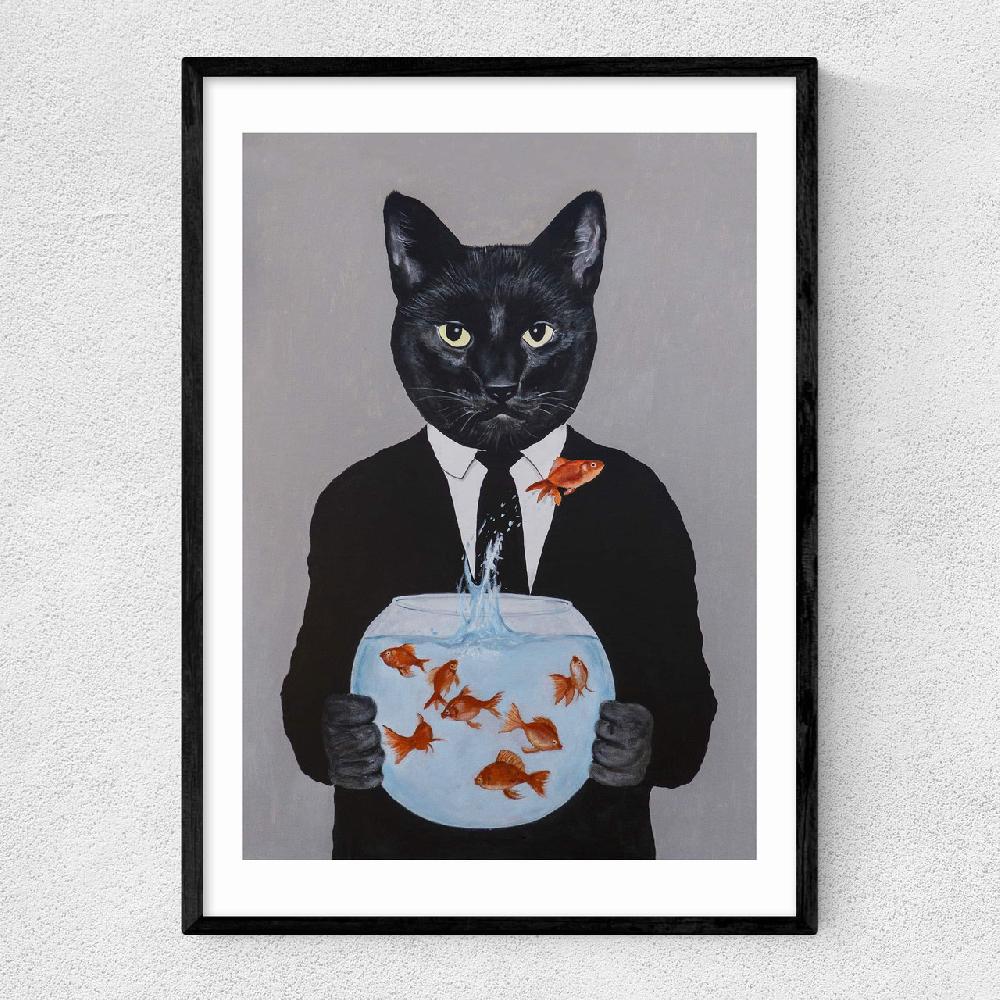 east end prints Cat With Fishbowl