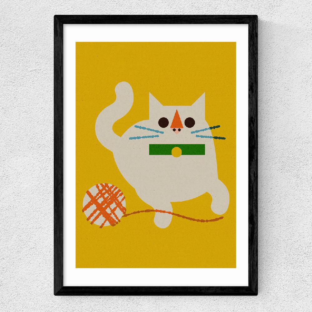 East End Prints Cat With Yarn