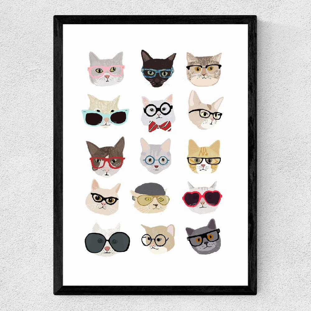 East End Prints Cats In Glasses