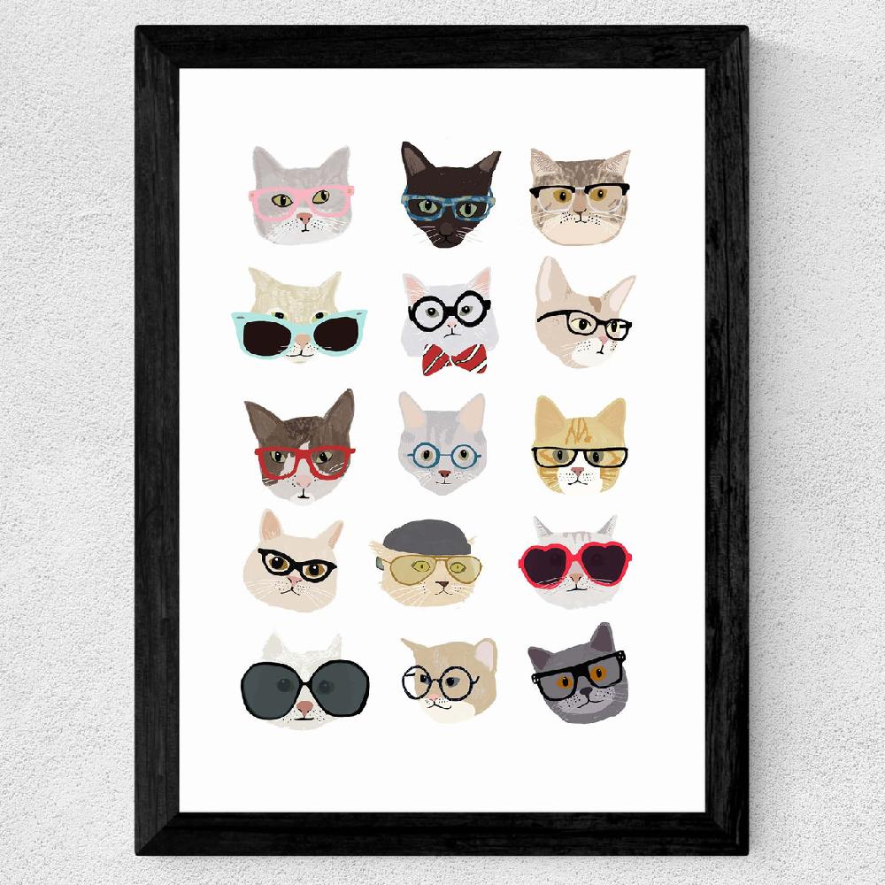 East End Prints Cats In Glasses