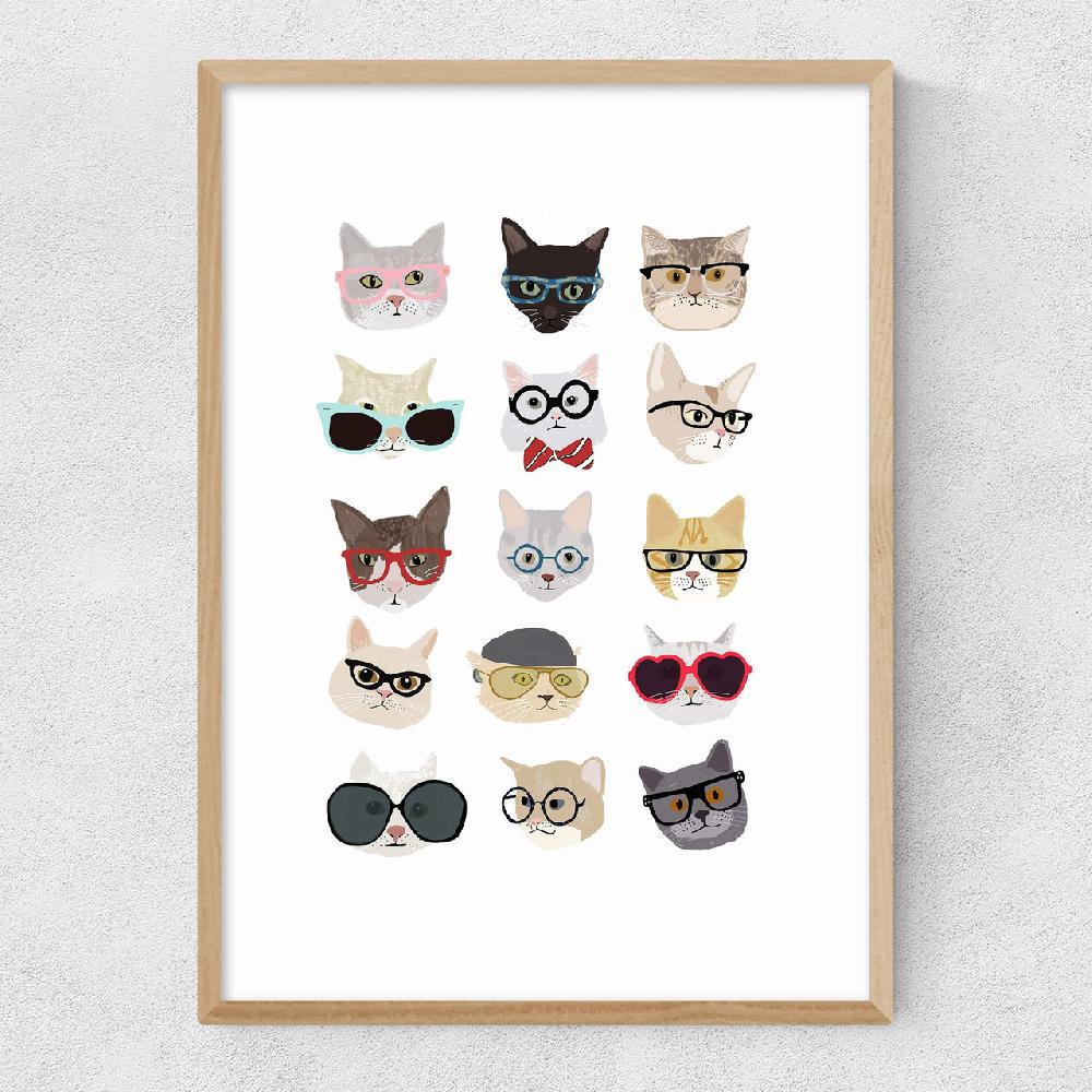 East End Prints Cats In Glasses