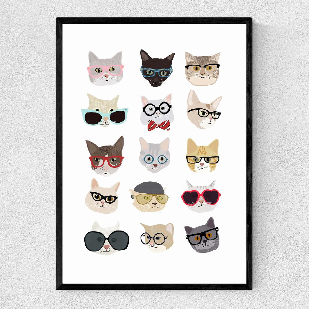 east end prints Cats in Glasses