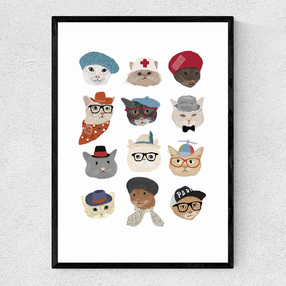 east end prints Cats in Hats