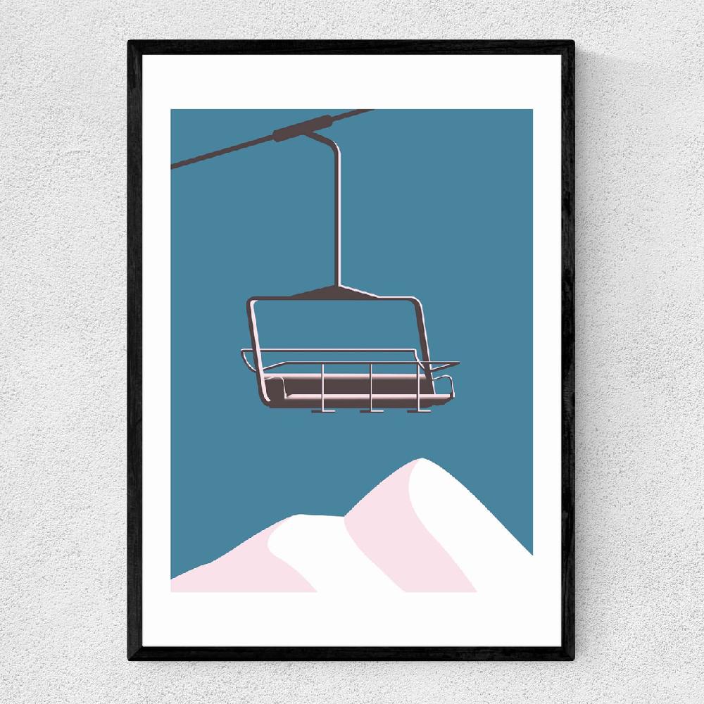east end prints Chair Lift & Mountains